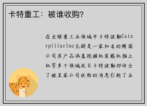 卡特重工：被谁收购？